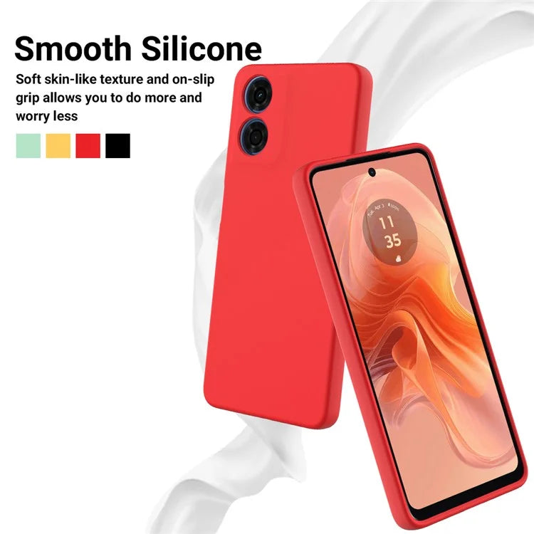 For Motorola Moto G04s 4G / G04 4G Case Liquid Silicone Scratch-proof Protective Shell with Handy Strap