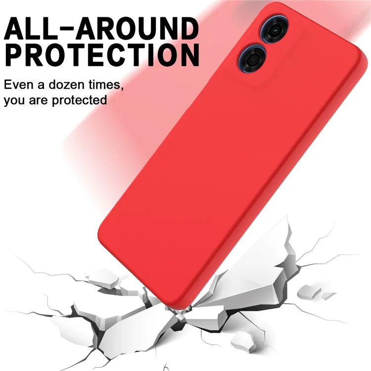 For Motorola Moto G04s 4G / G04 4G Case Liquid Silicone Scratch-proof Protective Shell with Handy Strap