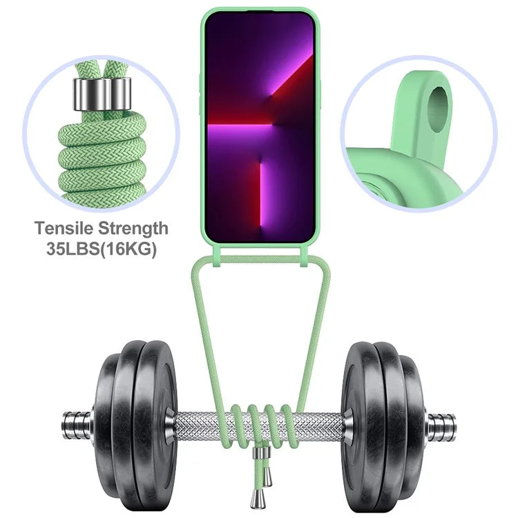 For iPhone 14 Pro Case Liquid Silicone Slim Shockproof Phone Cover with Adjustable Lanyard