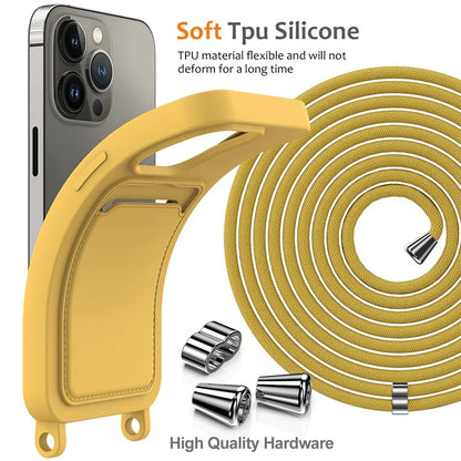For iPhone 14 Pro Case Liquid Silicone Slim Shockproof Phone Cover with Adjustable Lanyard