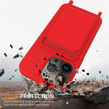 For iPhone 14 Pro Case Liquid Silicone Slim Shockproof Phone Cover with Adjustable Lanyard