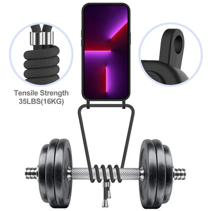 For iPhone 14 Pro Max Case Card Slot Liquid Silicone Phone Shell with Lanyard