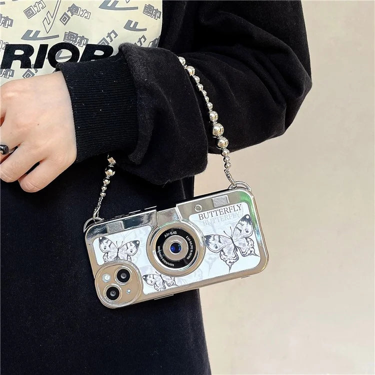 For iPhone 14 Plus Wholesale Phone Cases Electroplating TPU Phone Cover with Chain