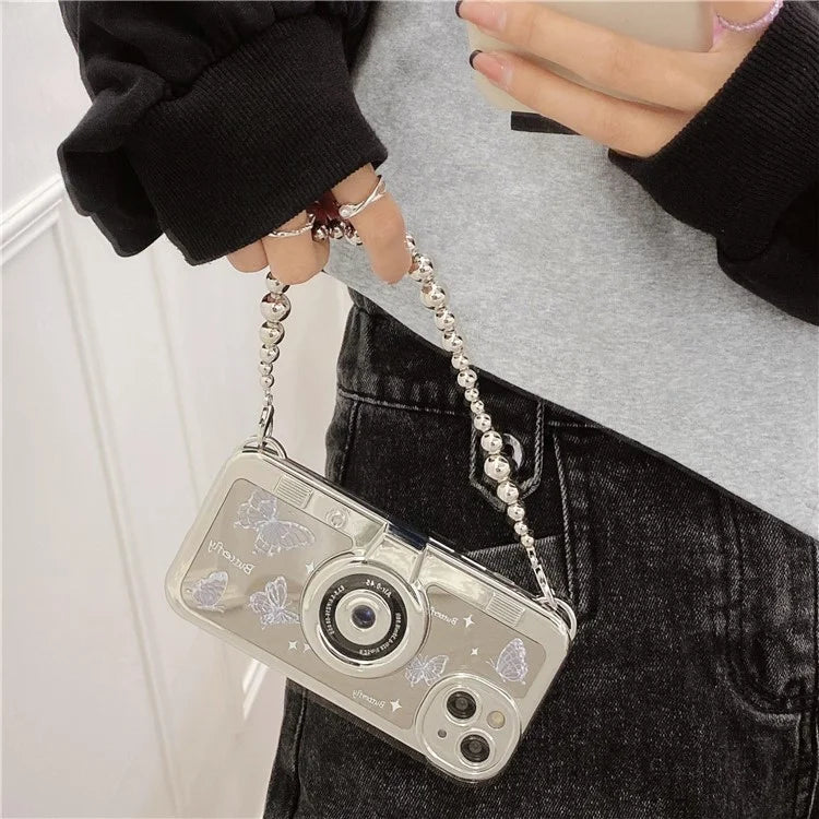 For iPhone 13 6.1 inch TPU Case Camera Shaped Electroplating Back Phone Cover