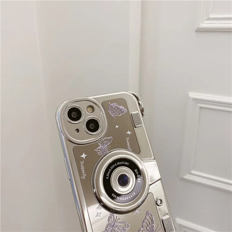 For iPhone 13 6.1 inch TPU Case Camera Shaped Electroplating Back Phone Cover