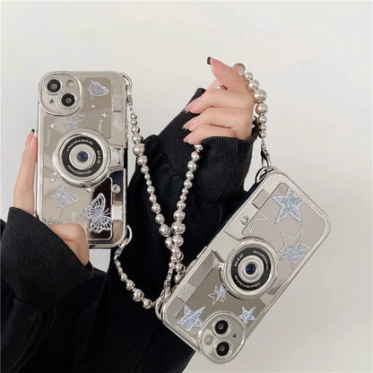 For iPhone 13 6.1 inch TPU Case Camera Shaped Electroplating Back Phone Cover