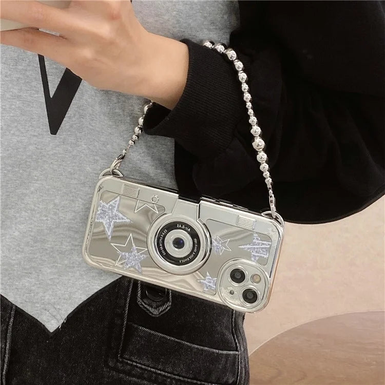 For iPhone 13 6.1 inch TPU Case Camera Shaped Electroplating Back Phone Cover