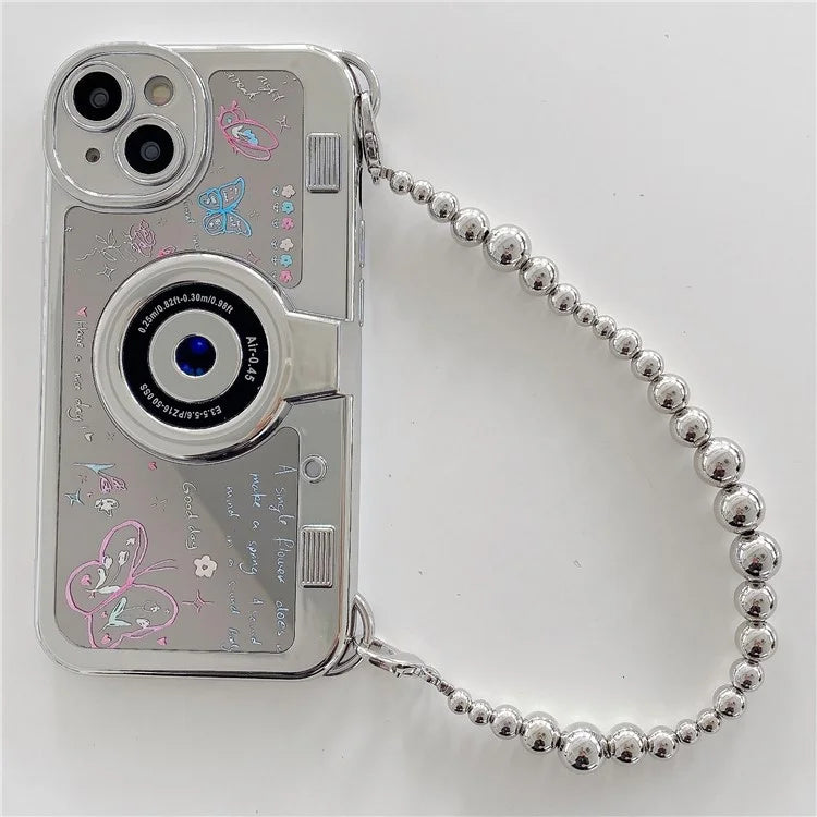 For iPhone 14 Cell Phone Cases Colorful Butterfly Camera Shaped Design Electroplated Shell