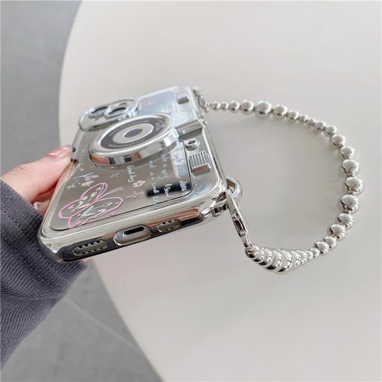 For iPhone 14 Cell Phone Cases Colorful Butterfly Camera Shaped Design Electroplated Shell