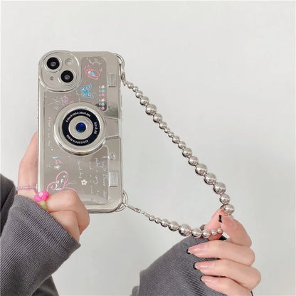 For iPhone 14 Cell Phone Cases Colorful Butterfly Camera Shaped Design Electroplated Shell
