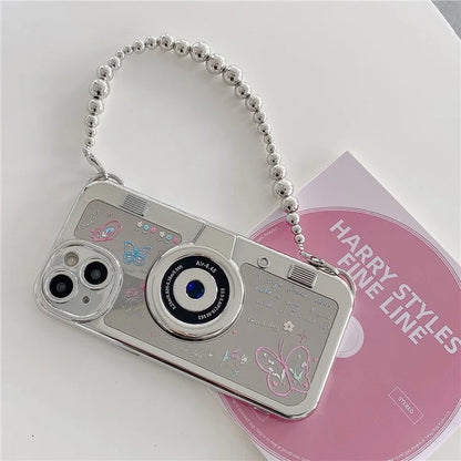 For iPhone 14 Cell Phone Cases Colorful Butterfly Camera Shaped Design Electroplated Shell