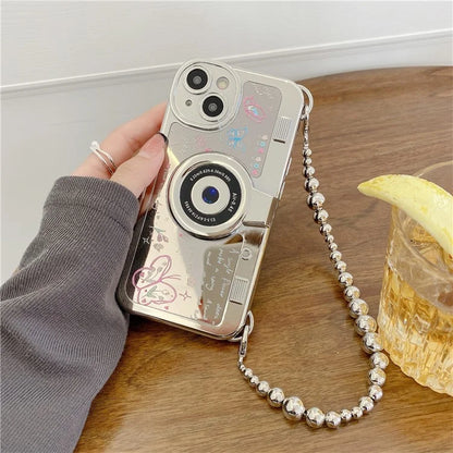 For iPhone 14 Cell Phone Cases Colorful Butterfly Camera Shaped Design Electroplated Shell