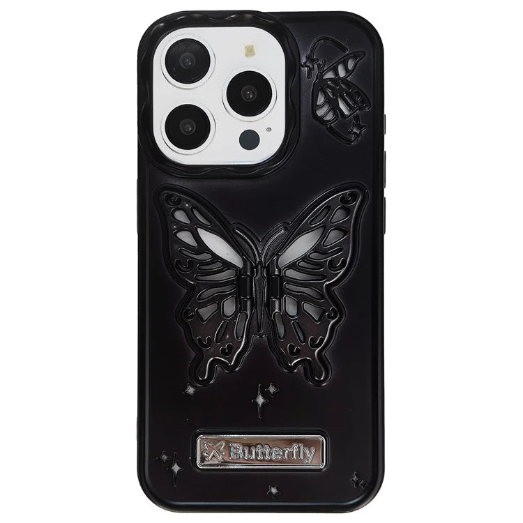 For iPhone 13 Pro TPU Cover Matte Butterfly Design PC Kickstand Cell Phone Shell