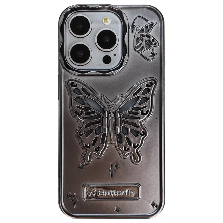 For iPhone 13 Pro TPU Cover Matte Butterfly Design PC Kickstand Cell Phone Shell