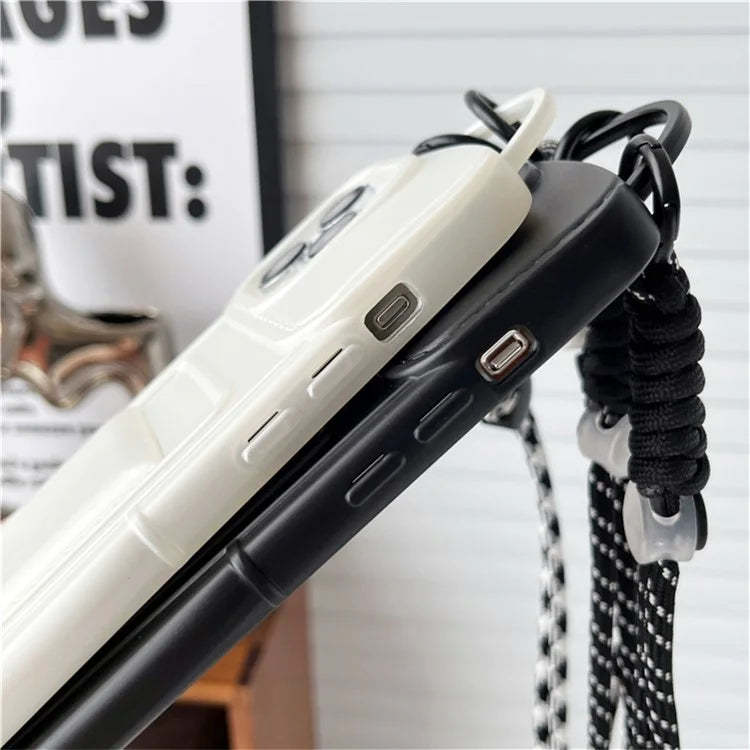 For iPhone 14 Pro Max TPU Case Card Holder Skin-touch Protective Shell with Shoulder Strap