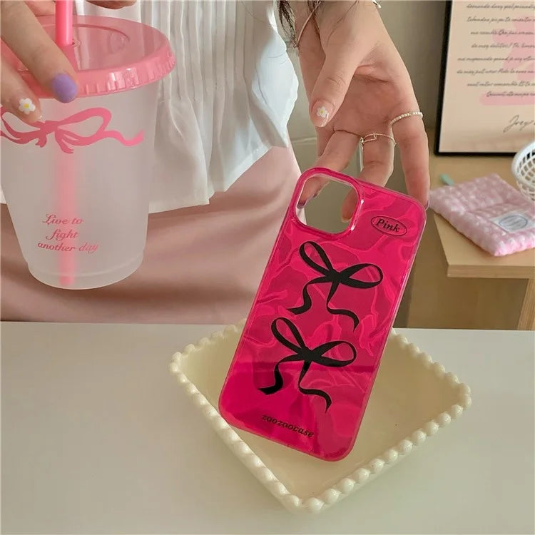 For iPhone 15 TPU Case IMD Bowknot Pattern Mobile Phone Cover Wholesale