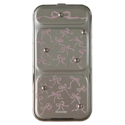 For iPhone 14 Pro Kickstand Case Bowknot Pattern PU+TPU Phone Cover Lens Protection