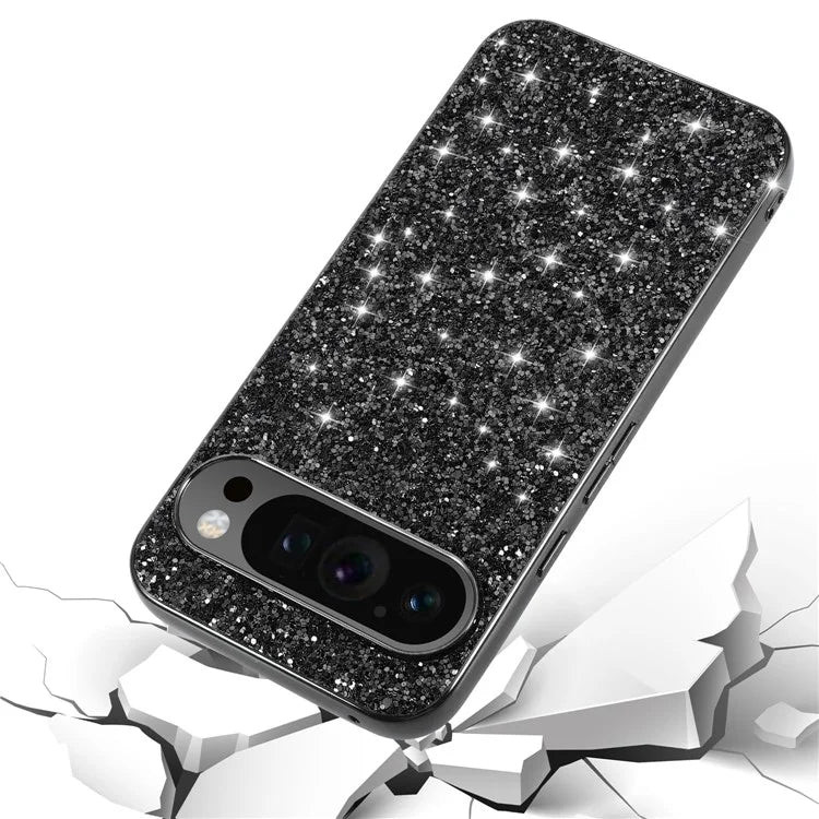 For Google Pixel 9 Pro XL Case Shock-Absorbent TPU+PC Sequins Bling Phone Back Cover