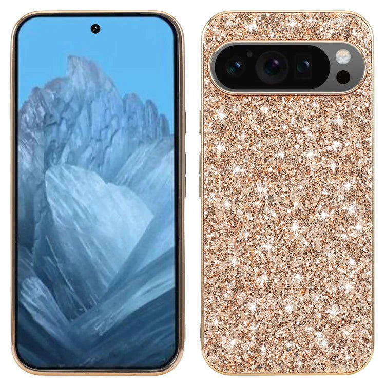 For Google Pixel 9 Pro XL Case Shock-Absorbent TPU+PC Sequins Bling Phone Back Cover