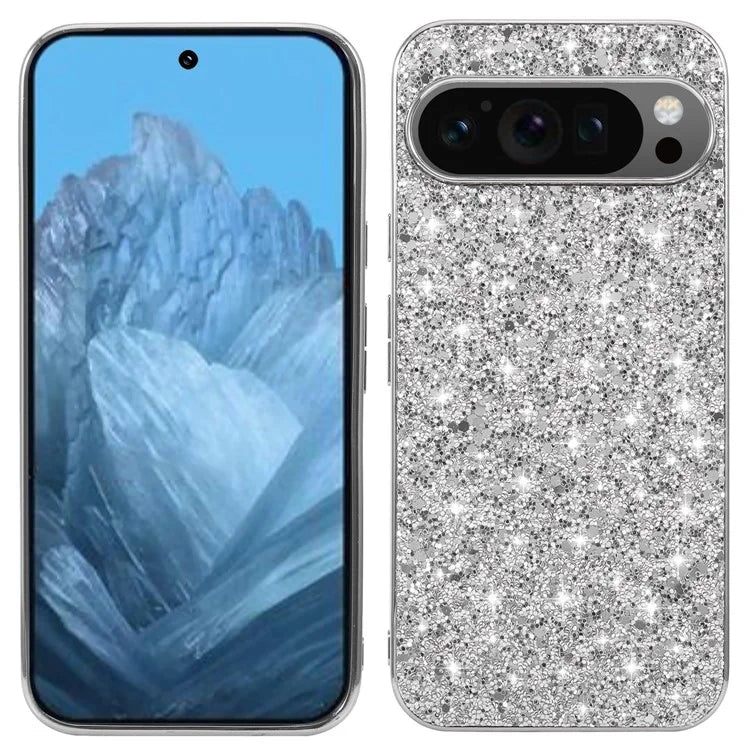 For Google Pixel 9 Pro XL Case Shock-Absorbent TPU+PC Sequins Bling Phone Back Cover