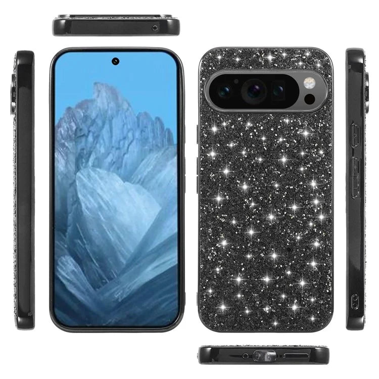 For Google Pixel 9 Pro XL Case Shock-Absorbent TPU+PC Sequins Bling Phone Back Cover