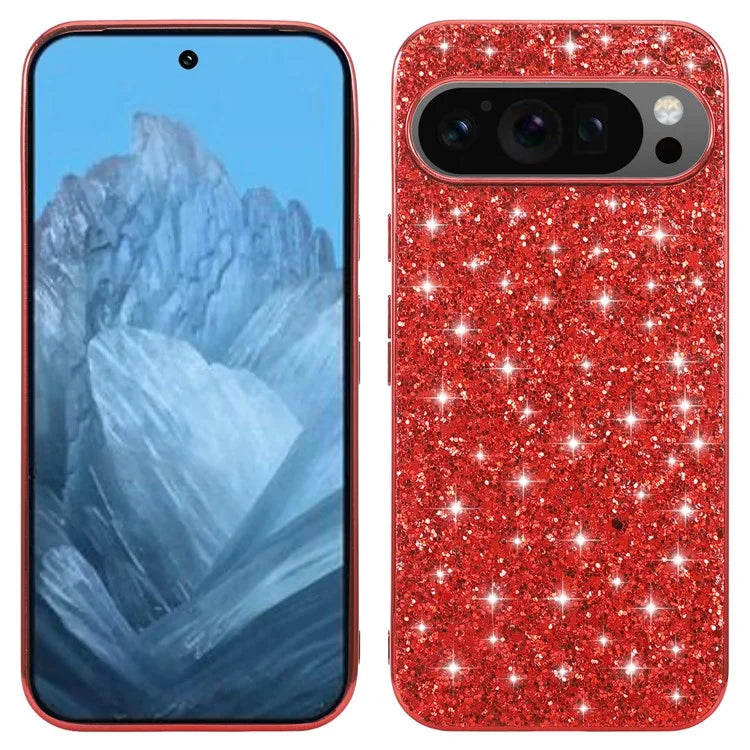 For Google Pixel 9 Pro XL Case Shock-Absorbent TPU+PC Sequins Bling Phone Back Cover