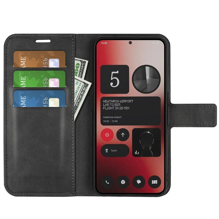 For Nothing Phone (2a) Case PU Leather+TPU Phone Shell Calf Texture Wallet Stand Cover