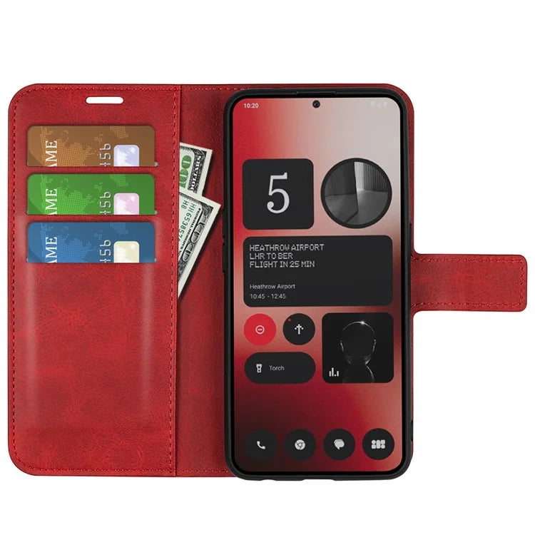 For Nothing Phone (2a) Case PU Leather+TPU Phone Shell Calf Texture Wallet Stand Cover