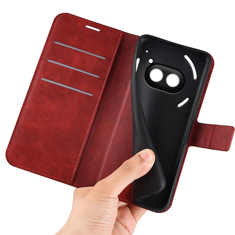 For Nothing Phone (2a) Case PU Leather+TPU Phone Shell Calf Texture Wallet Stand Cover