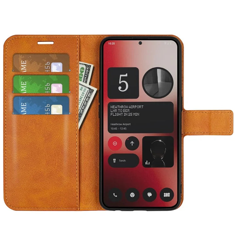 For Nothing Phone (2a) Case PU Leather+TPU Phone Shell Calf Texture Wallet Stand Cover