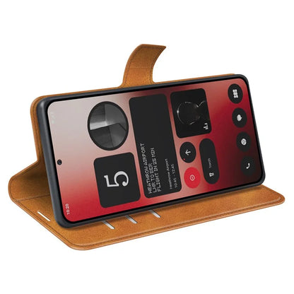 For Nothing Phone (2a) Case PU Leather+TPU Phone Shell Calf Texture Wallet Stand Cover