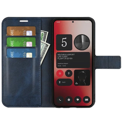 For Nothing Phone (2a) Case PU Leather+TPU Phone Shell Calf Texture Wallet Stand Cover