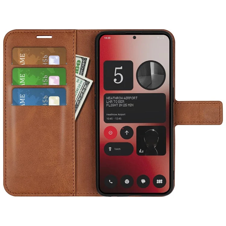 For Nothing Phone (2a) Case PU Leather+TPU Phone Shell Calf Texture Wallet Stand Cover