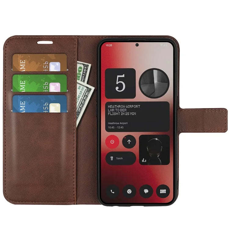 For Nothing Phone (2a) Case PU Leather+TPU Phone Shell Calf Texture Wallet Stand Cover
