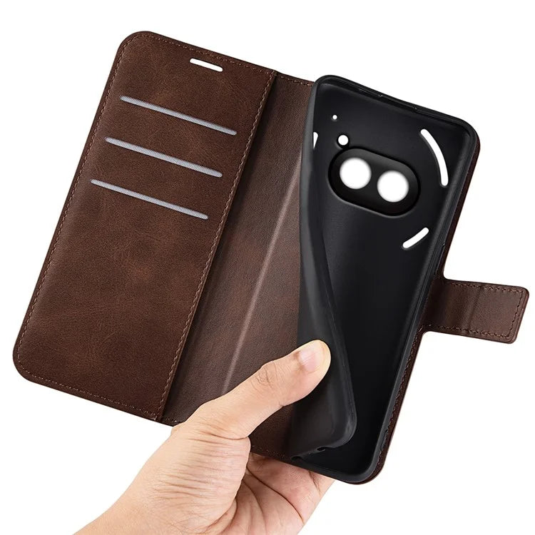 For Nothing Phone (2a) Case PU Leather+TPU Phone Shell Calf Texture Wallet Stand Cover