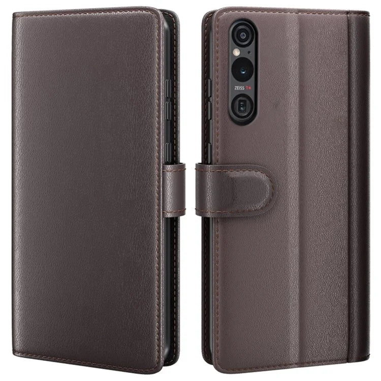 For Sony Xperia 1 VI Magnetic Phone Case Genuine Split Leather Foldable Stand Cover