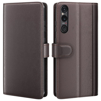 For Sony Xperia 1 VI Magnetic Phone Case Genuine Split Leather Foldable Stand Cover