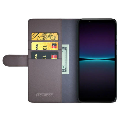 For Sony Xperia 1 VI Magnetic Phone Case Genuine Split Leather Foldable Stand Cover