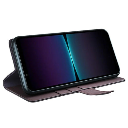 For Sony Xperia 1 VI Magnetic Phone Case Genuine Split Leather Foldable Stand Cover