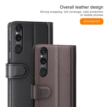 For Sony Xperia 1 VI Magnetic Phone Case Genuine Split Leather Foldable Stand Cover