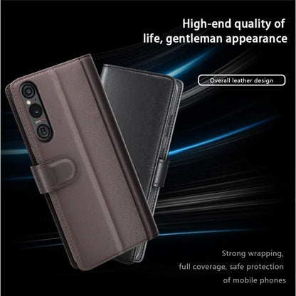 For Sony Xperia 1 VI Magnetic Phone Case Genuine Split Leather Foldable Stand Cover