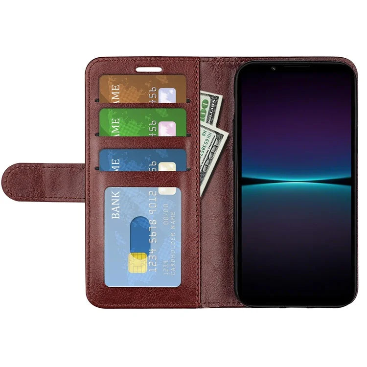 For Sony Xperia 1 VI Case Crazy Horse Texture PU Leather Stand Magnetic Protect Phone Cover