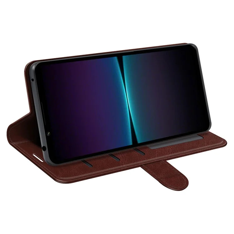 For Sony Xperia 1 VI Case Crazy Horse Texture PU Leather Stand Magnetic Protect Phone Cover