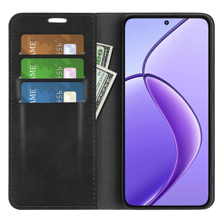 For Realme 12 5G Case Drop-resistant PU Leather Wallet Skin Touch Phone Shell