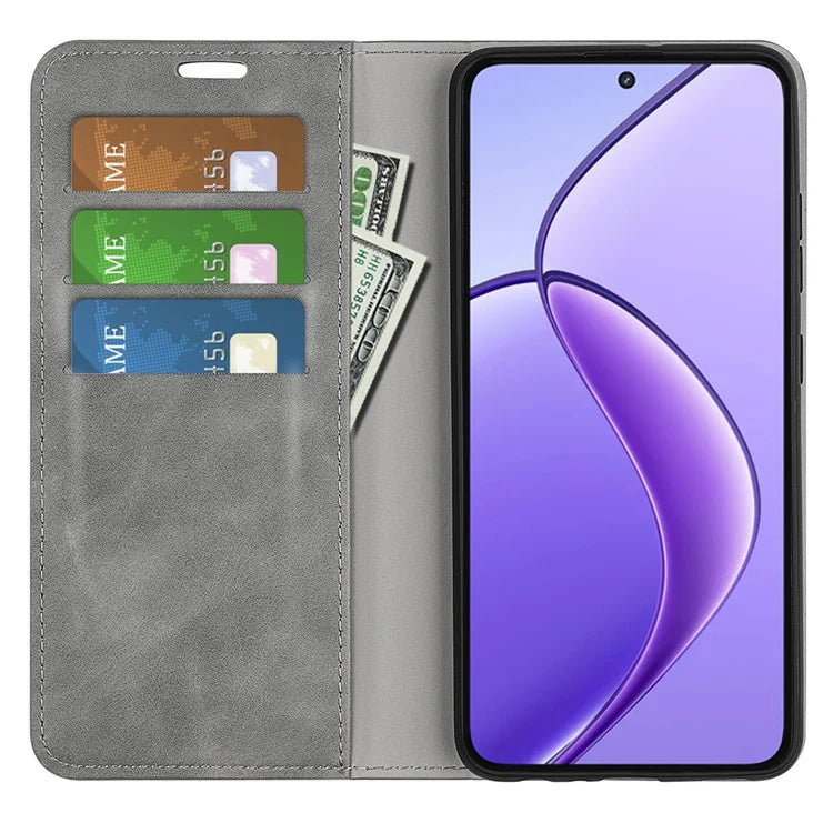 For Realme 12 5G Case Drop-resistant PU Leather Wallet Skin Touch Phone Shell