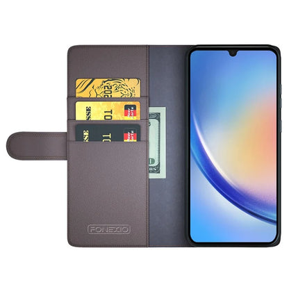 For Samsung Galaxy A34 5G Magnetic Case Stand Wallet Genuine Split Leather Phone Protector