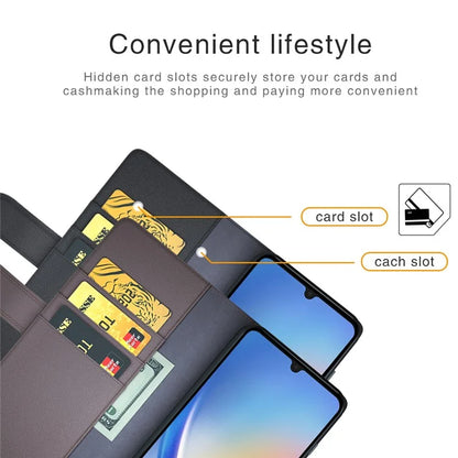 For Samsung Galaxy A34 5G Magnetic Case Stand Wallet Genuine Split Leather Phone Protector