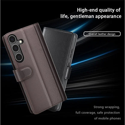 For Samsung Galaxy A34 5G Magnetic Case Stand Wallet Genuine Split Leather Phone Protector