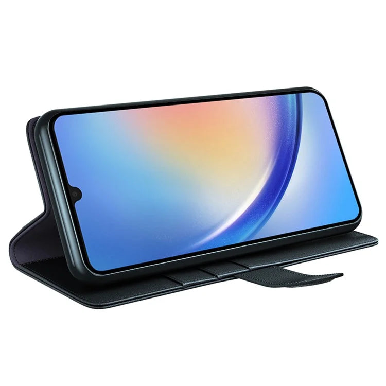 For Samsung Galaxy A34 5G Magnetic Case Stand Wallet Genuine Split Leather Phone Protector