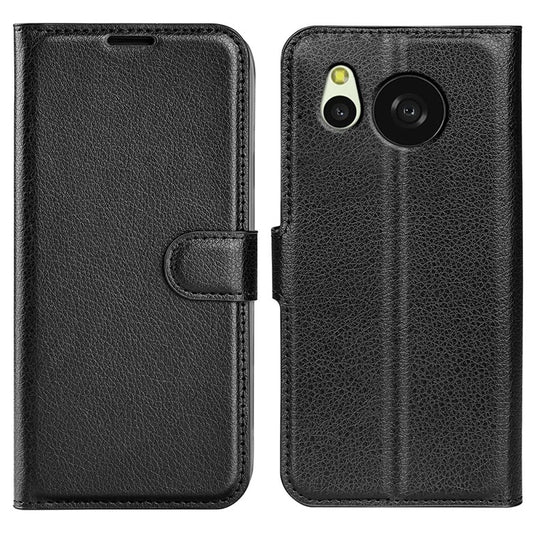 For Sharp Aquos Sense 8 Case Litchi Texture Leather Folio Flip Cover with Card Holder Wallet